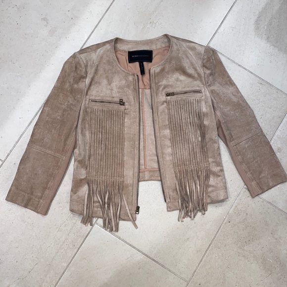 NWOT- BCBG FAUX SUEDE FRINGE BOLERO JACKET - Picture 2 of 5